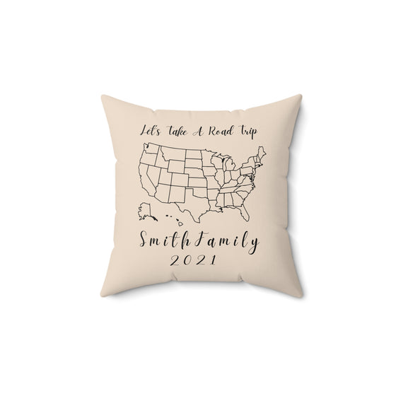 Lets Take a Road trip, travel pillow, Kids travel, United States, camping pillow, Travel map, camping decor, Road Trip