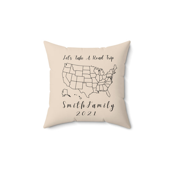 Lets Take a Road trip, travel pillow, Kids travel, United States, camping pillow, Travel map, camping decor, Road Trip