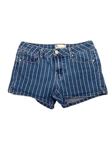 RSQ Denim Shorts Girls Sz 16 Blue Striped Malibu Short Denim Cuff Jean Shorts
