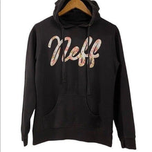  NEFF Hoodie Sweatshirt Womens Medium Black Colorful Spell Out Logo Pull Over Top