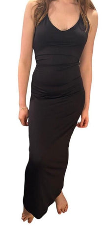  Meshki Dress Womens Small Black Scoop Neck Backless Maxi Dress Stretch Shaping